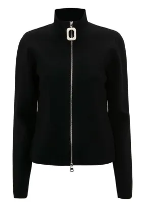Cardigan con zip in nero - donna