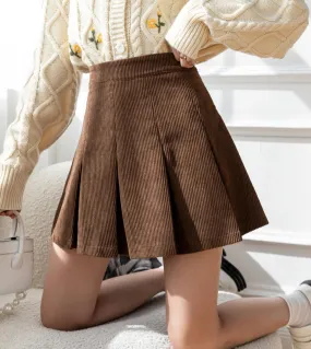 Gonne a pieghe a vita alta Gonna donna autunno inverno in velluto a coste Taglie forti Gonna pantaloncini vintage Ragazze Kawaii