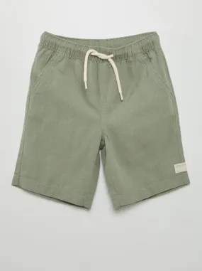 Shorts in lino tinta unita - VERDE