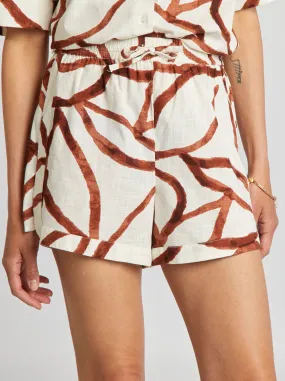 Shorts larghi stampati in cotone - MARRONE